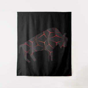 Tenture Bison de feu des animaux préhistoriques