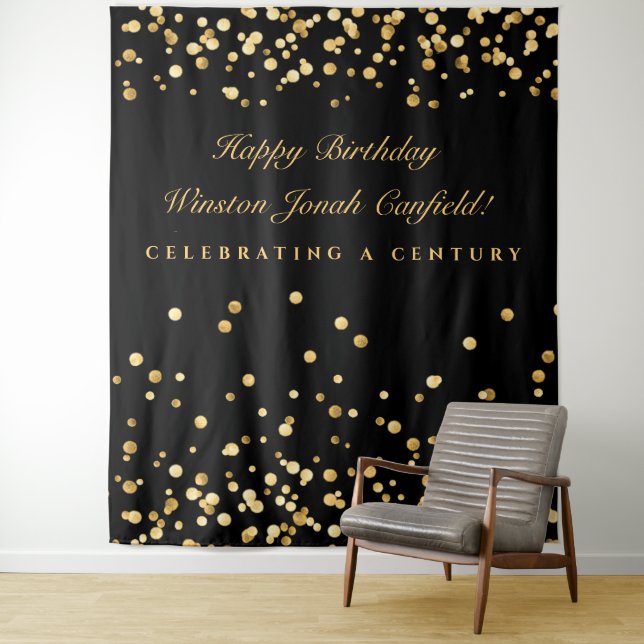 Tenture Black And Gold 100th Birthday Photobooth fond (En situation)
