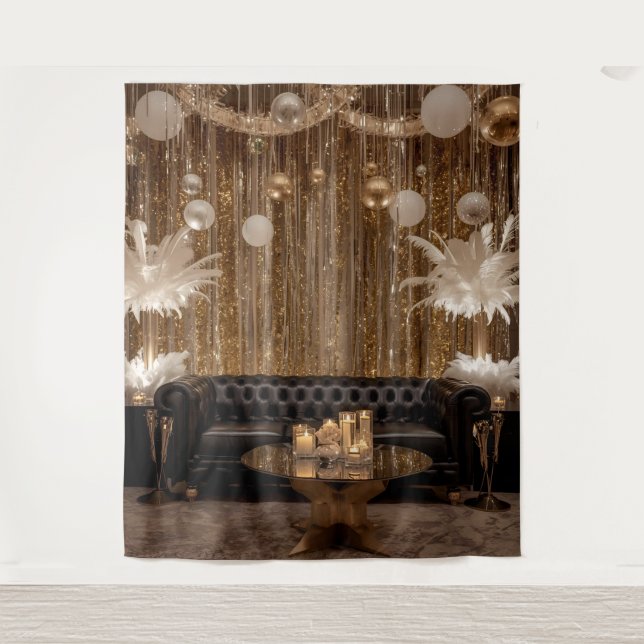 Tenture Black and Gold Art Deco Back Drop Great Gatsby (Devant)