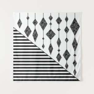 Tenture Black and white, abstract, geometric, simple, scan