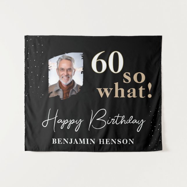 Tenture Black Funny 60 Alors quelle 60ème Anniversaire fon (Devant (Horizontal))