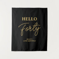 Tenture Black & Gold Hello 40th Birthday Party Welcome