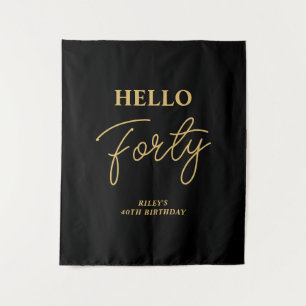 Tenture Black & Gold Hello 40th Birthday Party Welcome