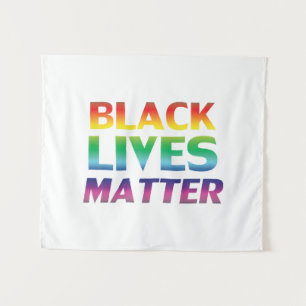 Tenture Black Lives Matt Rainbow typographie lgbt pride