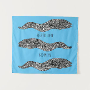 Tenture Black spotted moray eel cartoon