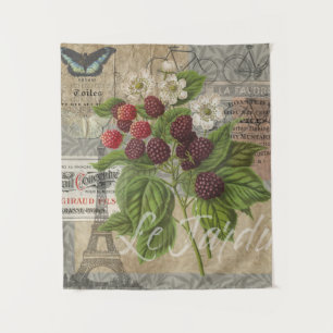 Tenture Blackberries Floral Garden Flower Papillon Art
