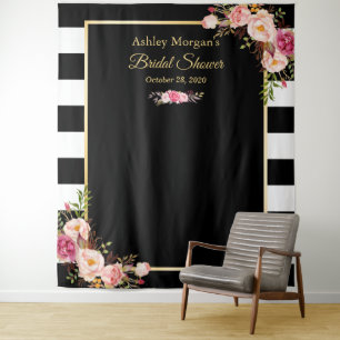 Tenture Blancs noirs Fêtes des mariées florales Arrière-pl