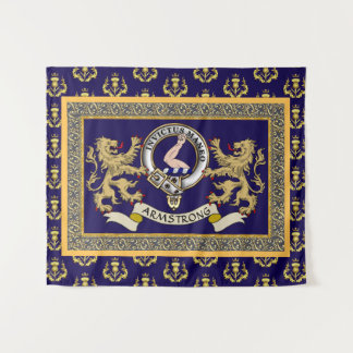 Tenture Blason de Clan Armstrong Personnalisé Bleu
