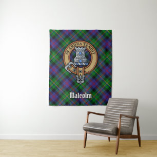 Tenture Blason du clan Malcolm sur tartan