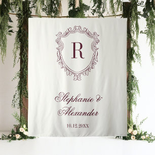 Tenture Blason Monogramme Bourguignon & Ivoire Mariage Vie