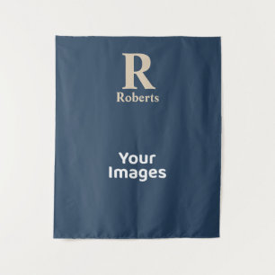 Tenture Bleu Classique Et Nom Initial/Prénom/Nom De Famill