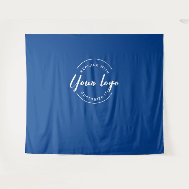 Tenture Bleu foncé Dessin du logo personnalisé Marque de l (Devant (Horizontal))