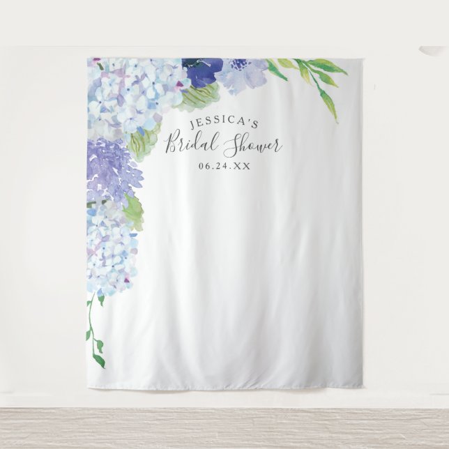 Tenture Bleu Hydrangea Backdrop - Photo Booth (Devant)