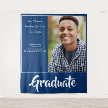 Bleu minimaliste photo Faire-part de graduation