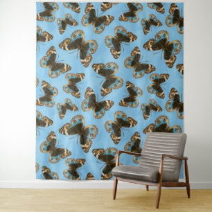 Tenture Bleu motif papillon Pansy
