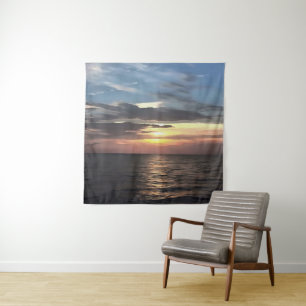 Tenture Bleu rose et cerulean Bleu Artistique Océan Lever 