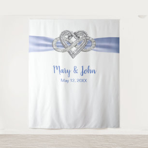 Tenture Bleu Ruban Infinity Heart Mariage fond