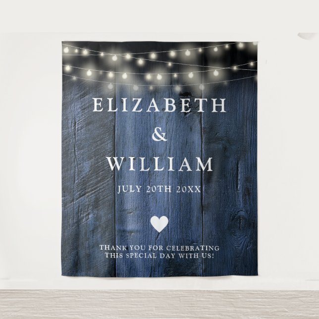 Tenture Bleu Rustique Chaîne de bois clair Fond photo (Devant)