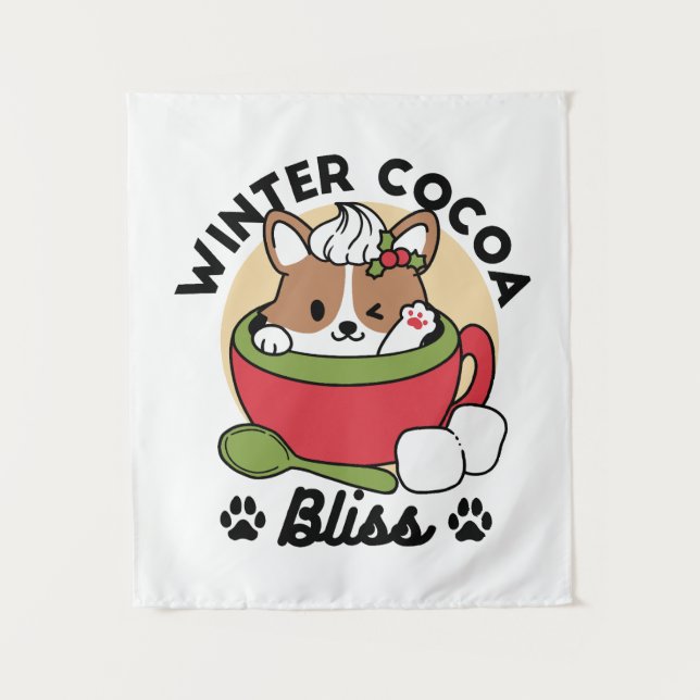 Tenture Bliss de cacao d'hiver - Chien mignon en mode Mug (Devant)