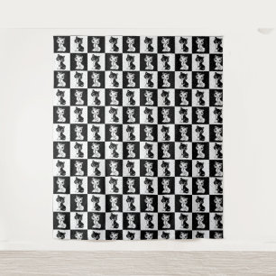 Tenture Bloc de monogramme noir blanc pour chat