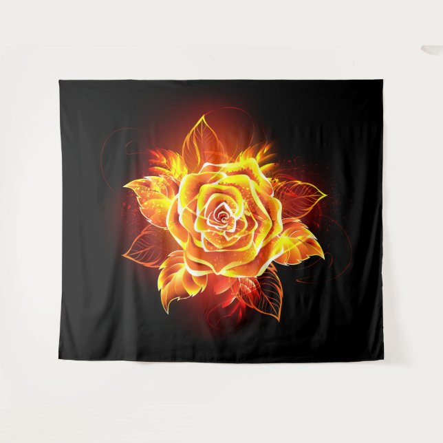 Tenture Blooming Fire Rose (Devant (Horizontal))