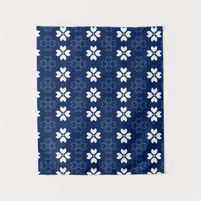 Tenture Blue And White Floral Tapestry (Devant)