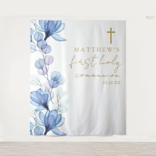 Tenture Blue Floral First Holy Communion Fond d'écran