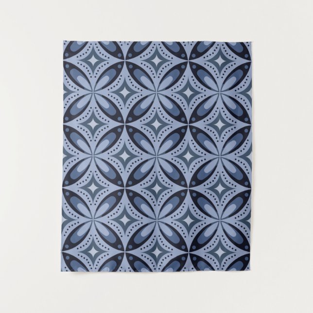 Tenture Blue Geometric Pattern Retro Style (Devant)