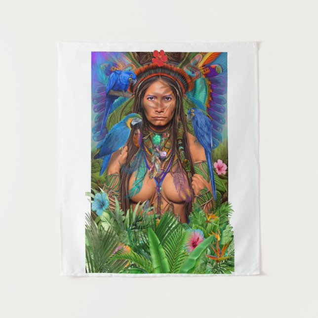 Tenture Blue Macaw Humminbird Queen (Devant)