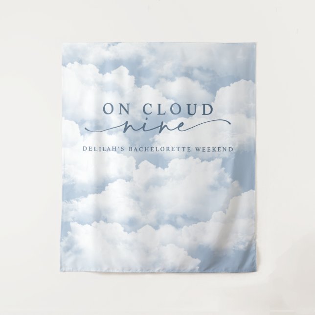Tenture Blue "On Cloud Nine" Bachelorette Week-end Context (Devant)