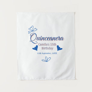 Tenture Blue pêche quinceanera 15e anniversaire rustique m