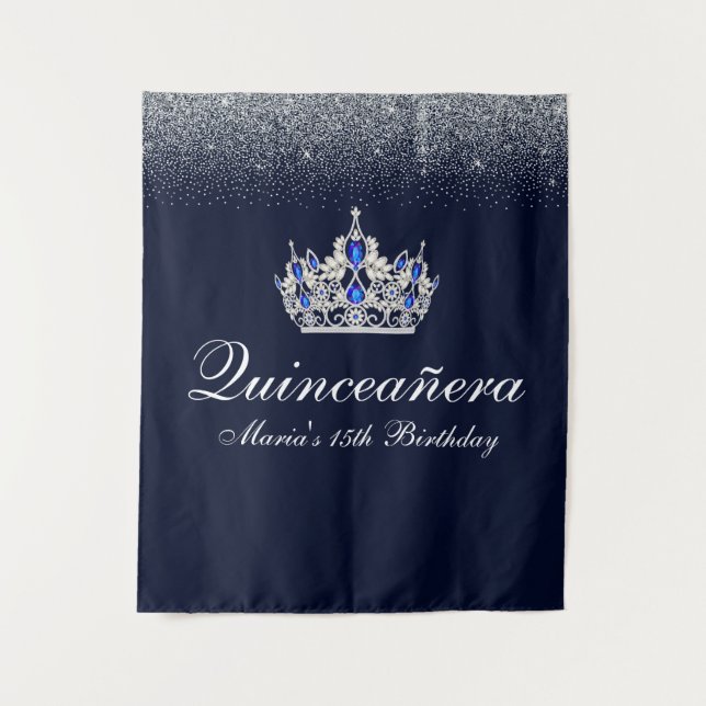 Tenture Blue Sapphire, Parties scintillant Quinceanera (Devant)