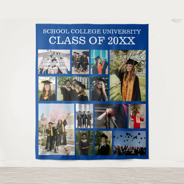 Tenture Blue School College University Graduation Photos (Devant)