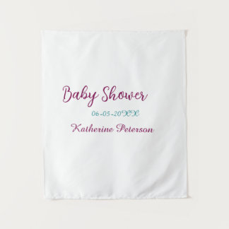 Tenture Blue yellow baby shower name date animal ear cute 