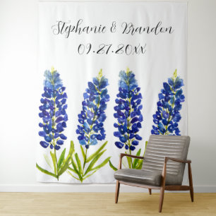 Tenture Bluebonnets Blue Floral Texas Mariage Photo Booth