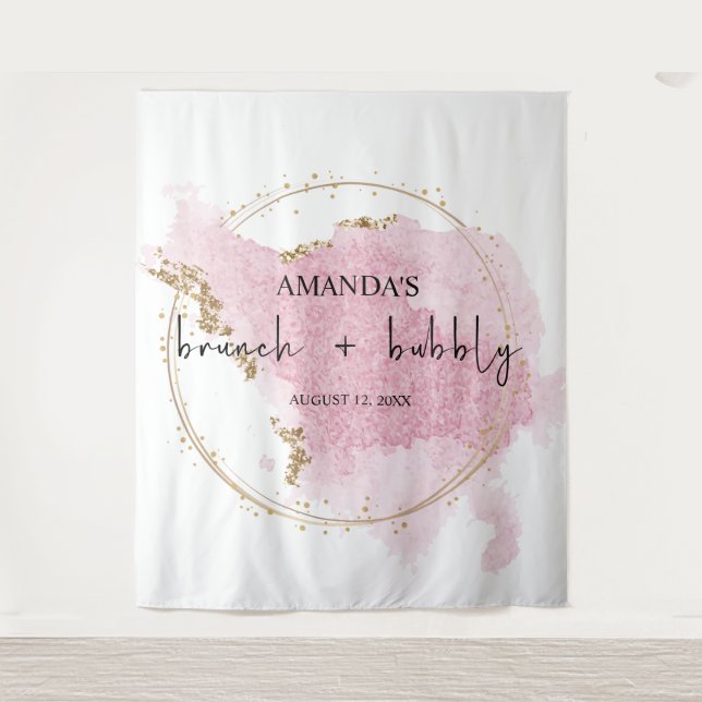 Tenture Blush Pink Gold Brunch et fond photo Bubbly (Devant)