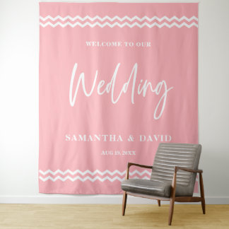 Tenture Blush Pink Wedding Welcome Sign Backdrop