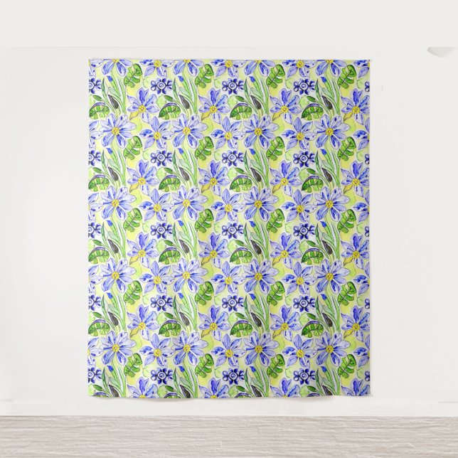 Tenture Bohème Floral Art Nouveau Aquarelle Motif (Devant)