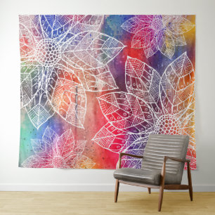 Tenture Bohème Mandala Fleurs Aquarelle