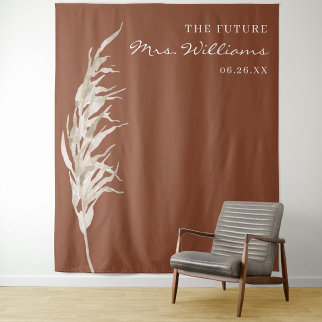 Tenture Bohême Terracotta Pampas Grass Bribe arrière-plan (En situation)