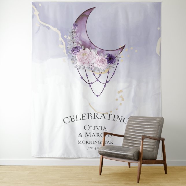 Tenture BOHO Aquarelle Violet Céleste (En situation)