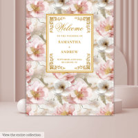 Boho Blush Ivory Gold Floral Mariage bannière