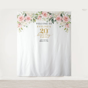 Tenture Boho Blush rose floral or sage 20e anniversaire