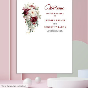 Tenture Boho Burgundy Blanc Rustique Floral Mariage fond