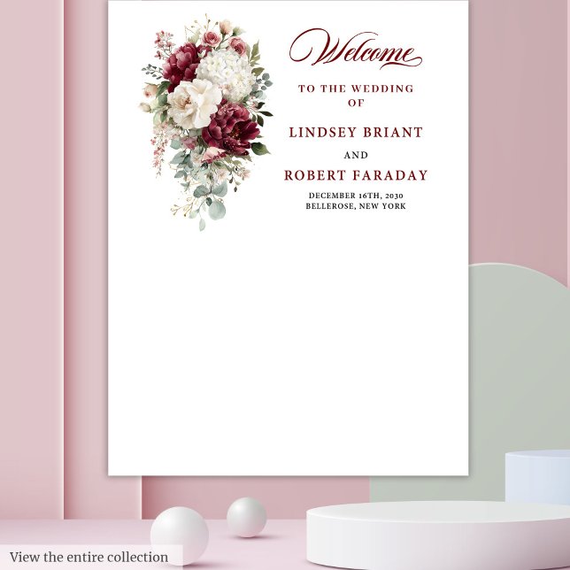 Tenture Boho Burgundy Jardin Blanc Rose Contexte Mariage (Boho Burgundy White Garden Rose Wedding Backdrop)