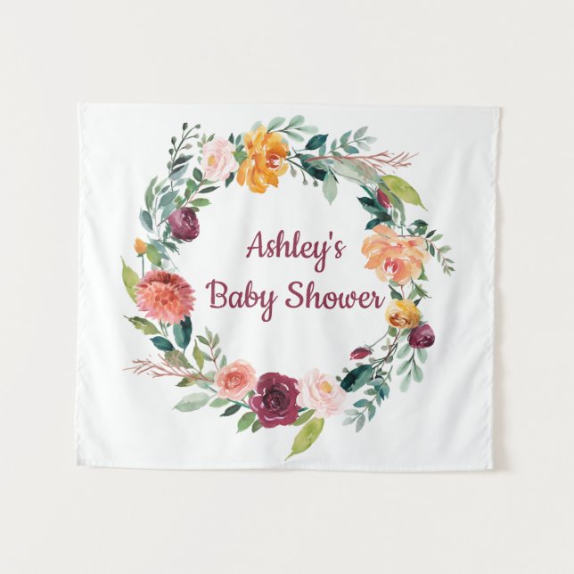 Tenture Boho Fall in Love Chic Automne Baby shower fond (Devant (Horizontal))