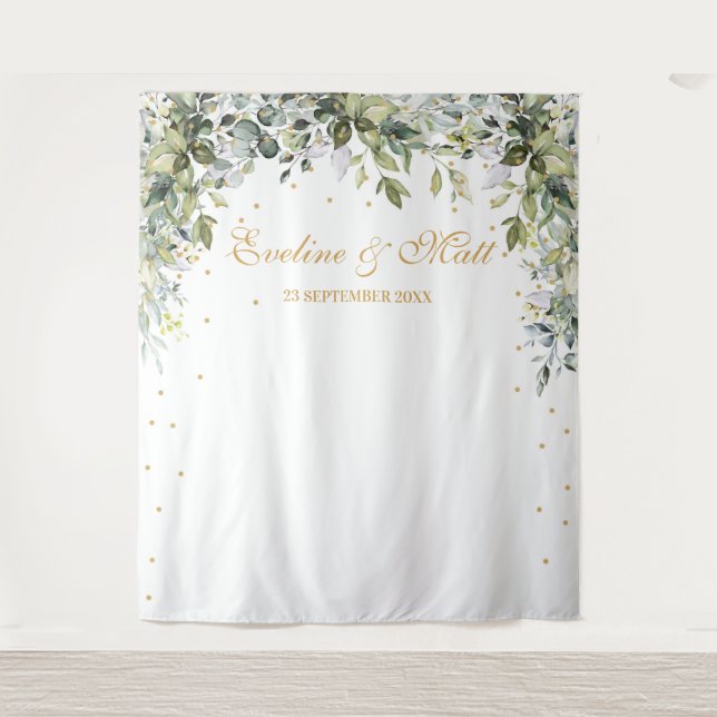 Tenture Boho feuillage vert eucalyptus feuille mariage (Devant)