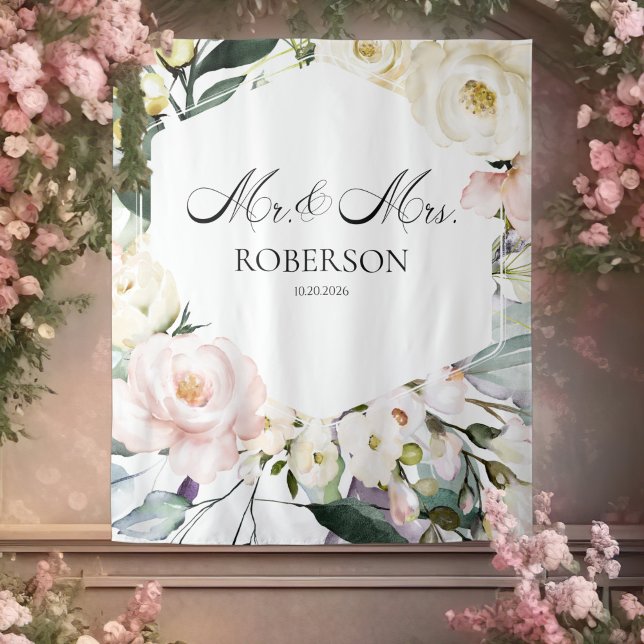 Tenture Boho Green Cadre Floral Mariage Backdrops (Créateur téléchargé)