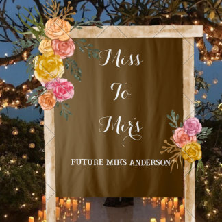 Tenture Boho "Miss to Mrs" Fête des mariées personnalisée