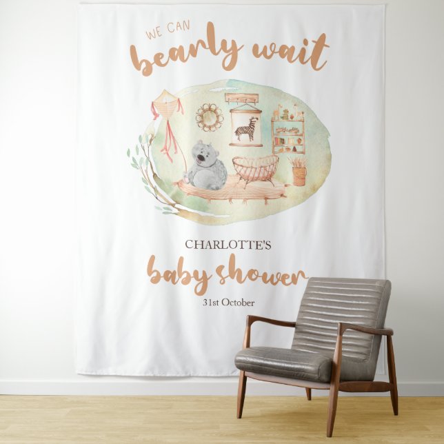 Tenture Boho Nous Pouvons Attendre Baby shower Arrière-Dra (En situation)